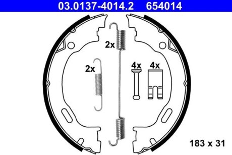 Гальмівні колодки ручного гальма ATE 03.0137-4014.2 (фото 1)