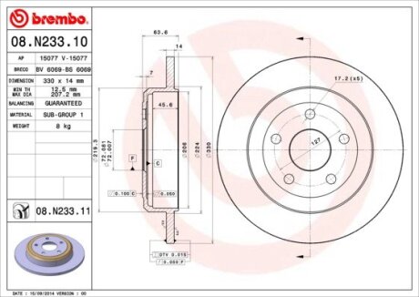 Диск гальмівний BREMBO 08N23311 (фото 1)