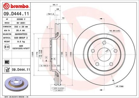 Гальмівний диск BREMBO 09.D444.11