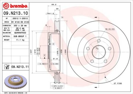 Диск гальмівний BREMBO 09N21311 (фото 1)