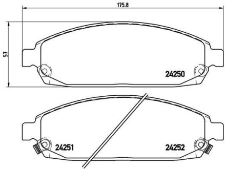 Гальмівні колодки, дискове гальмо (набір) BREMBO P37010 (фото 1)