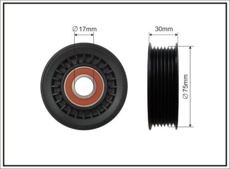 Ролик натяжний 75x17X26,5 plastik CAFFARO 46300