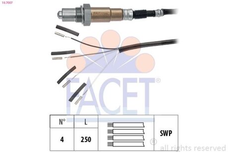 Датчик кисню (лямбда-зонд) Mercedes/BMW/Audi/VW FACET 10.7007