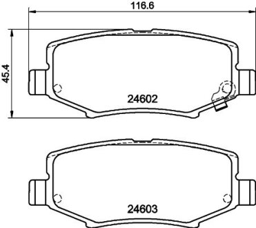 Гальмівні колодки, дискове гальмо (набір) HELLA 8DB355014381