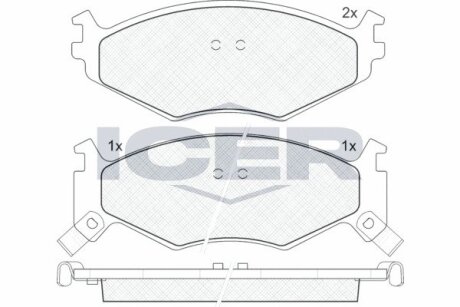 Гальмівні колодки, дискове гальмо (набір) ICER 141056 (фото 1)