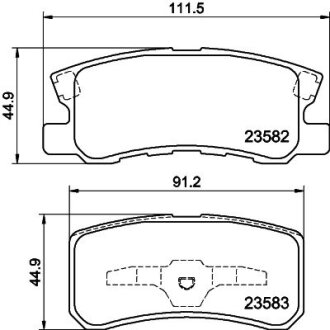 Гальмівні колодки CITROEN/DODGE/HYUNDAI/JEEP/MITSUBISHI/PEUGEOT "R "90>> NISSHINBO NP3004