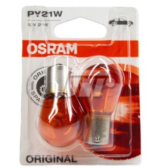 Лампа допоміжн. освітлення РY21W 12V 21W ВАU15s (2 шт) blister OSRAM 750702B