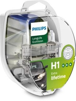 Ліхтар накалу H1 12V 55W P14,5s LongerLife Ecovision 2шт PHILIPS 12258LLECOS2