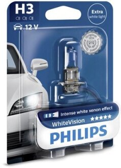 Лампа H3 12V 55W PK22s White Vision +60% 4300K упаковка блістер PHILIPS 12336WHVB1