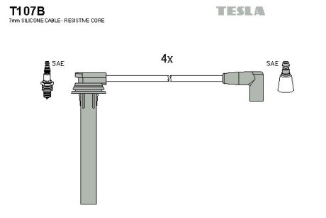 Комплект кабелів запалювання TESLA T107B