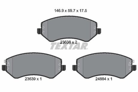 Гальмівні колодки, дискове гальмо (набір) Textar 2363801