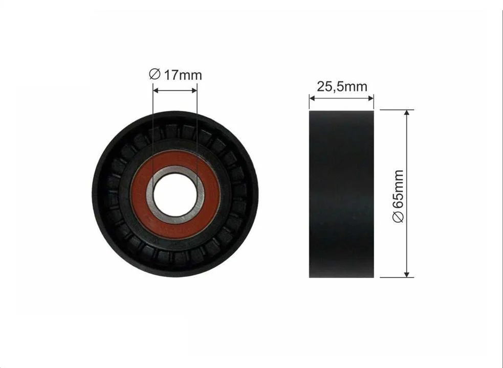 Ролик приводного ременя 65x25,5x17 CAFFARO 89161CF Jeep Patriot, Compass, Wrangler; Dodge Avenger, Caliber, Journey; Chrysler Sebring; Fiat Freemont
