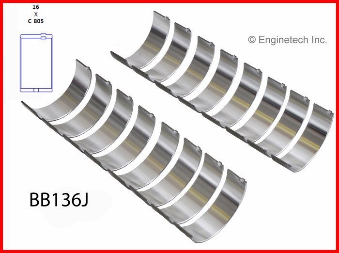 Вкладиші шатунні 0,75 мм 5,2 L Enginetech BB136J030 Dodge Dakota, Durango, Grand Caravan, Ram 1500, Ram 2500, Ram 3500