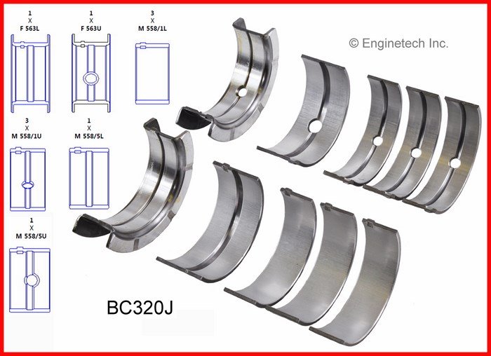Вкладиші корінні +0,75MM Enginetech BC320J030 Jeep Grand Cherokee; Dodge Ram 3500, Ram 2500, Ram 1500, Durango, Dakota