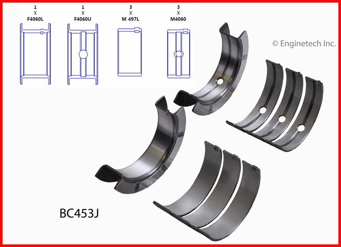 Вкладиші корінні +0,50 мм Enginetech BC453J020 Jeep Wrangler; Dodge Intrepid, Grand Caravan, Caravan; Chrysler Voyager, Town & Country, Pacifica, New Yorker, Intrepid, Concorde