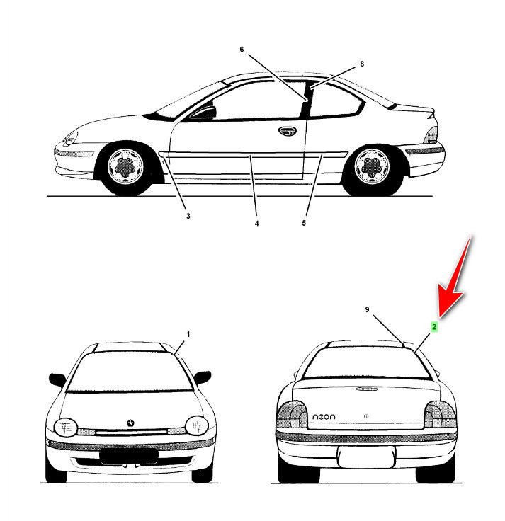 Молдинг MOPAR 5288463 Dodge Neon; Chrysler Neon