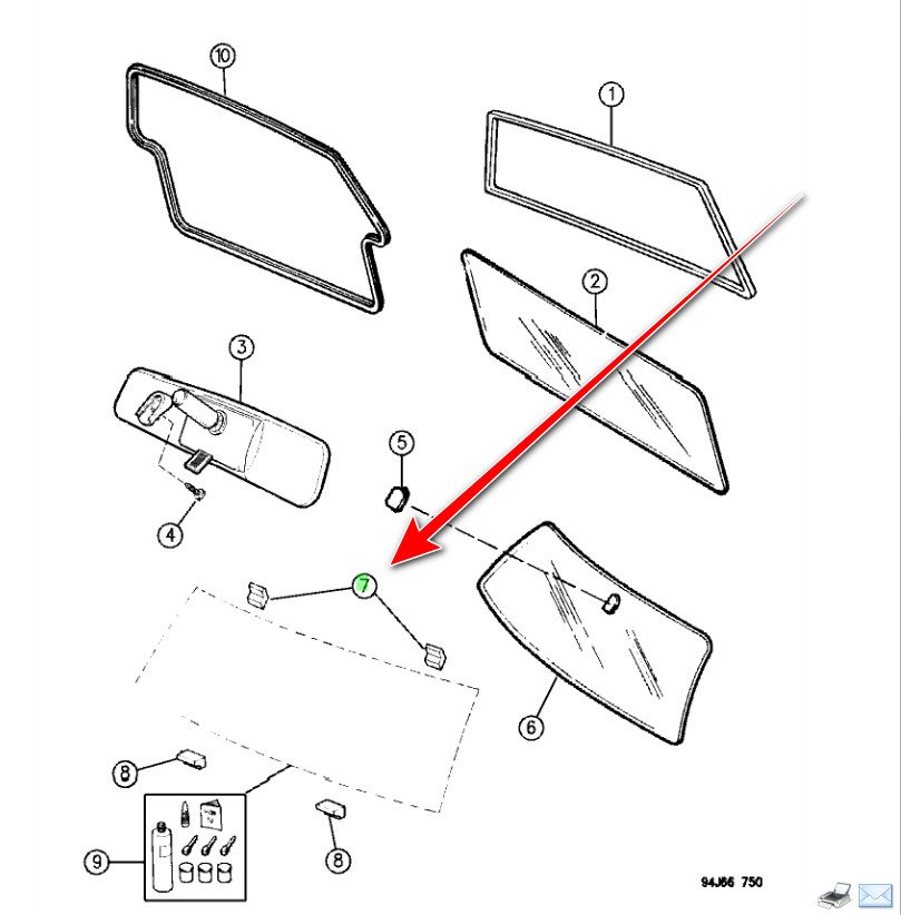 Розпірка лобового скла верх (кліпса) MOPAR 55052617 Jeep Cherokee