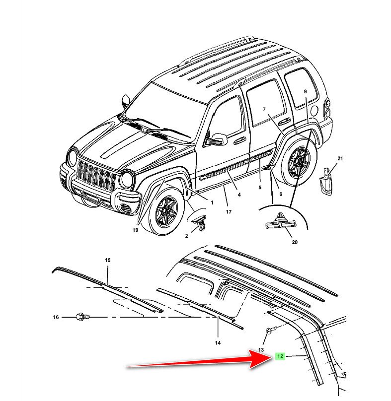 Молдинг стійки передньої, лівої MOPAR 55360053AC Jeep Cherokee