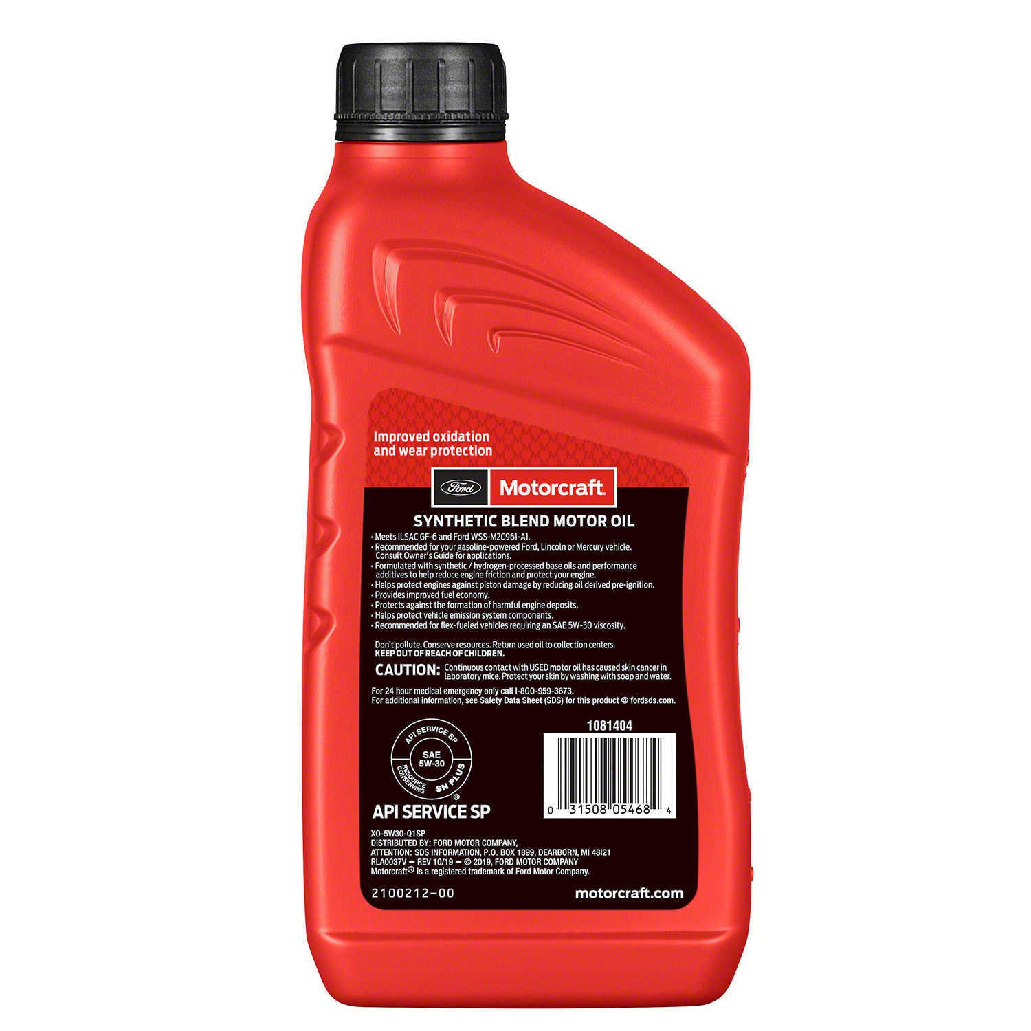 Олива 5W30 1кварта (946мл) Synt Blend FORD Motorcraft XO5W30Q1SP Lincoln MKZ, Navigator, MKX, MKT, MKS, Continental, Aviator; Ford Taurus, Mustang, Focus, Flex, F-350, F-250, F-150, Expedition